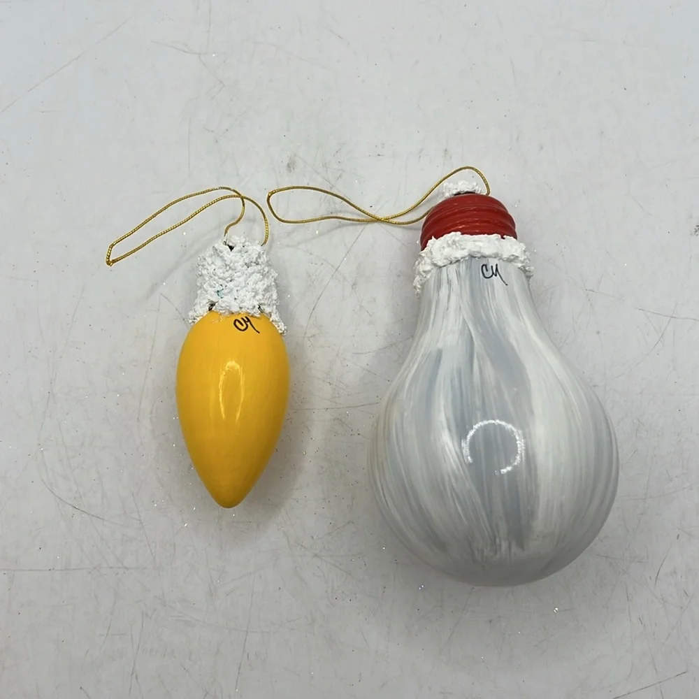 Vintage Handpainted Light Bulb Christmas Ornaments Santa Reindeer Collectible